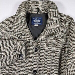 Vintage Woolrich Wool Jacket Peacoat Rainbow Tweed Full Neck Button Grannycore